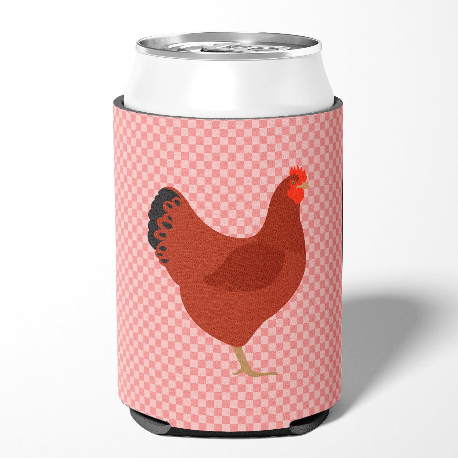 New Hampshire Red Chicken Pink Check Can or Bottle Hugger BB7843CC  the-store.com.