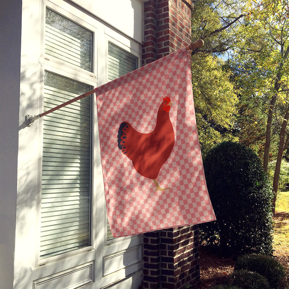 Caroline's Treasures New Hampshire Red Chicken Pink Check Flag Canvas House Size BB7843CHF