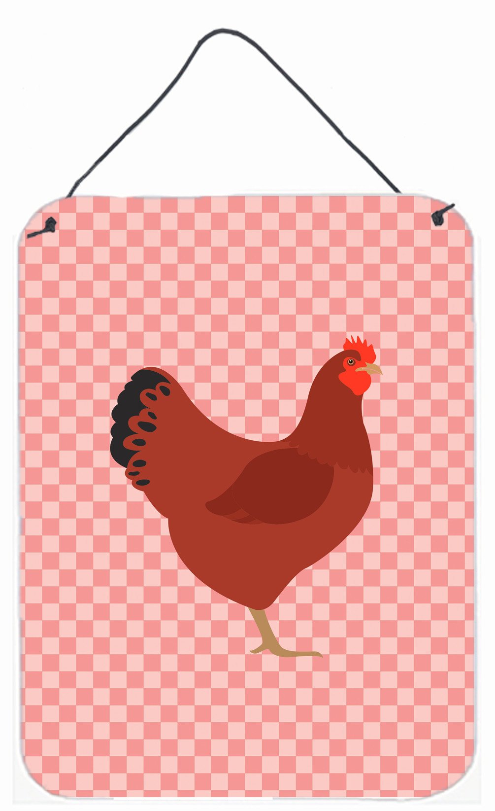 New Hampshire Red Chicken Pink Check Wall or Door Hanging Prints BB7843DS1216 by Caroline&#39;s Treasures