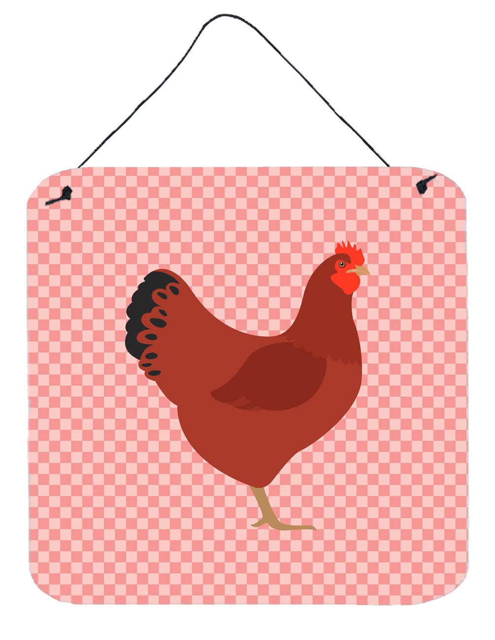 New Hampshire Red Chicken Pink Check Wall or Door Hanging Prints BB7843DS66 by Caroline&#39;s Treasures
