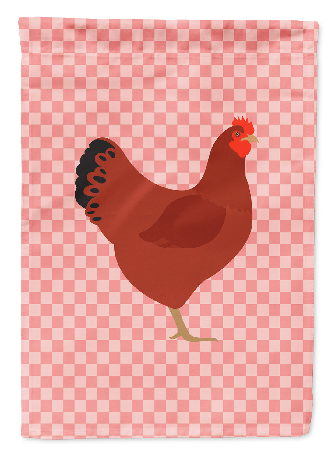 New Hampshire Red Chicken Pink Check Flag Garden Size  the-store.com.