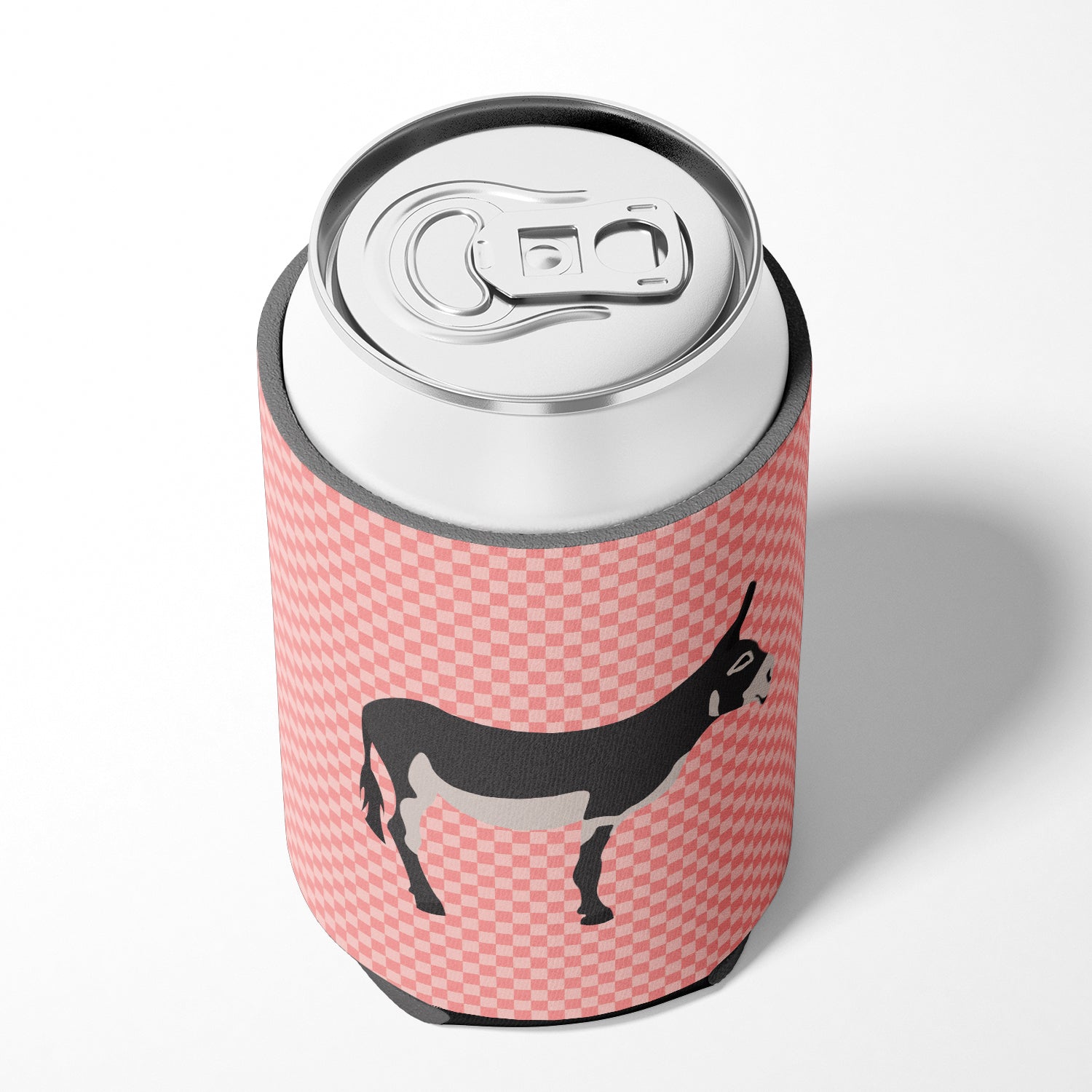 American Mammoth Jack Donkey Pink Check Can or Bottle Hugger BB7844CC  the-store.com.