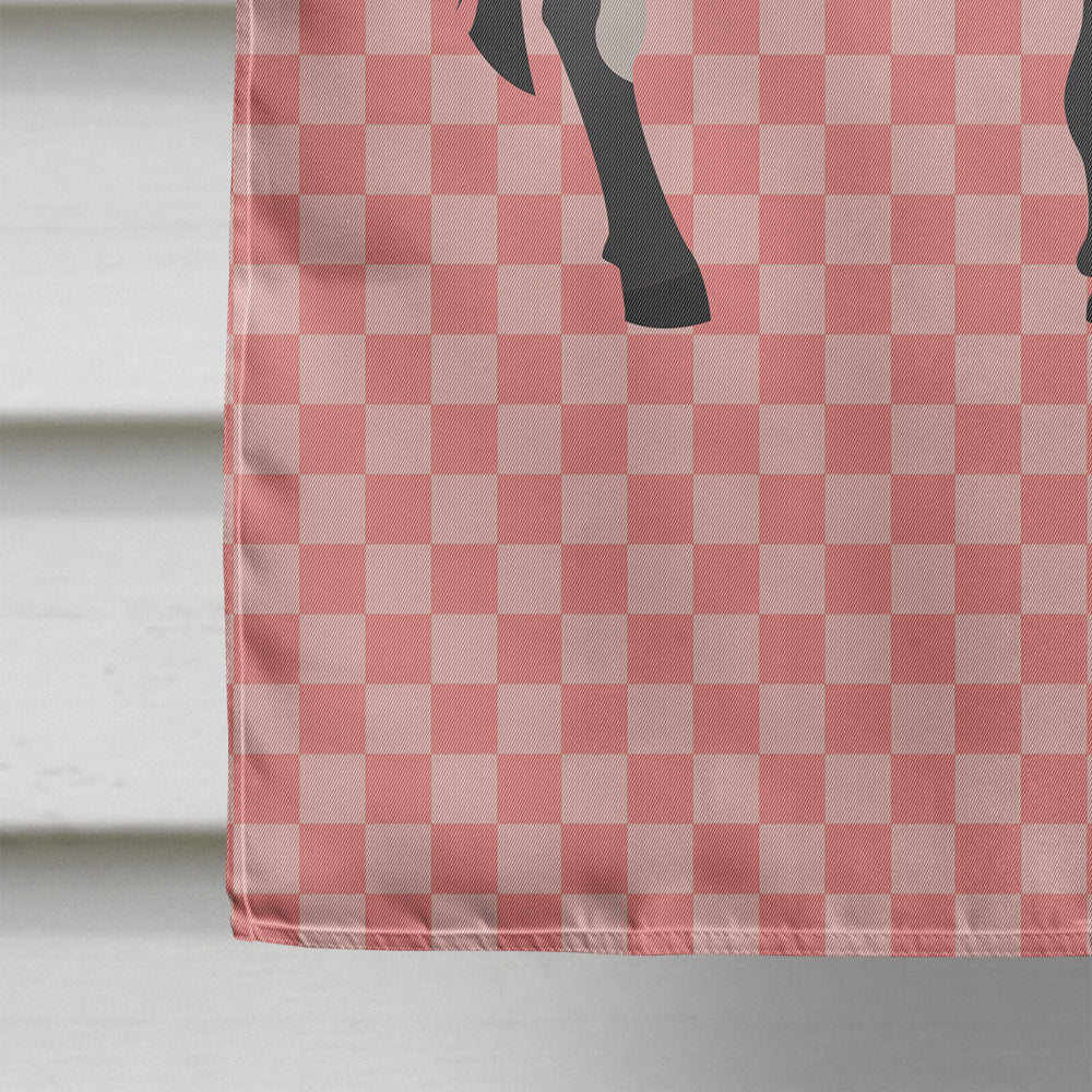 American Mammoth Jack Donkey Pink Check Flag Canvas House Size BB7844CHF