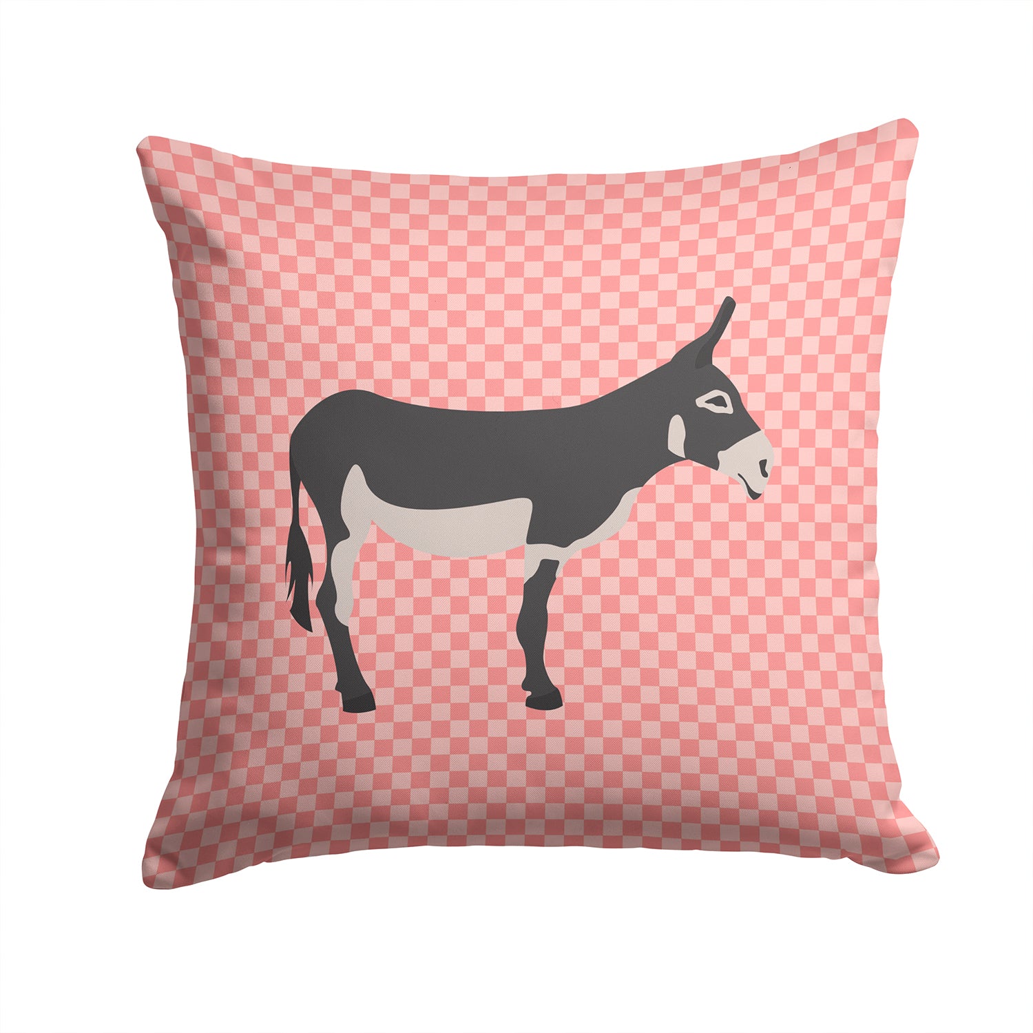 American Mammoth Jack Donkey Pink Check Fabric Decorative Pillow BB7844PW1414 - the-store.com