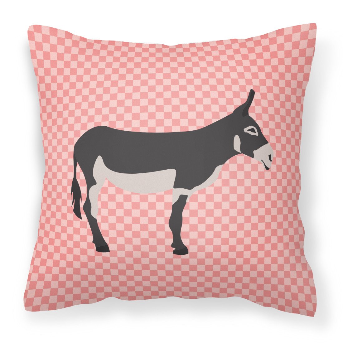 American Mammoth Jack Donkey Pink Check Fabric Decorative Pillow BB7844PW1818 by Caroline's Treasures
