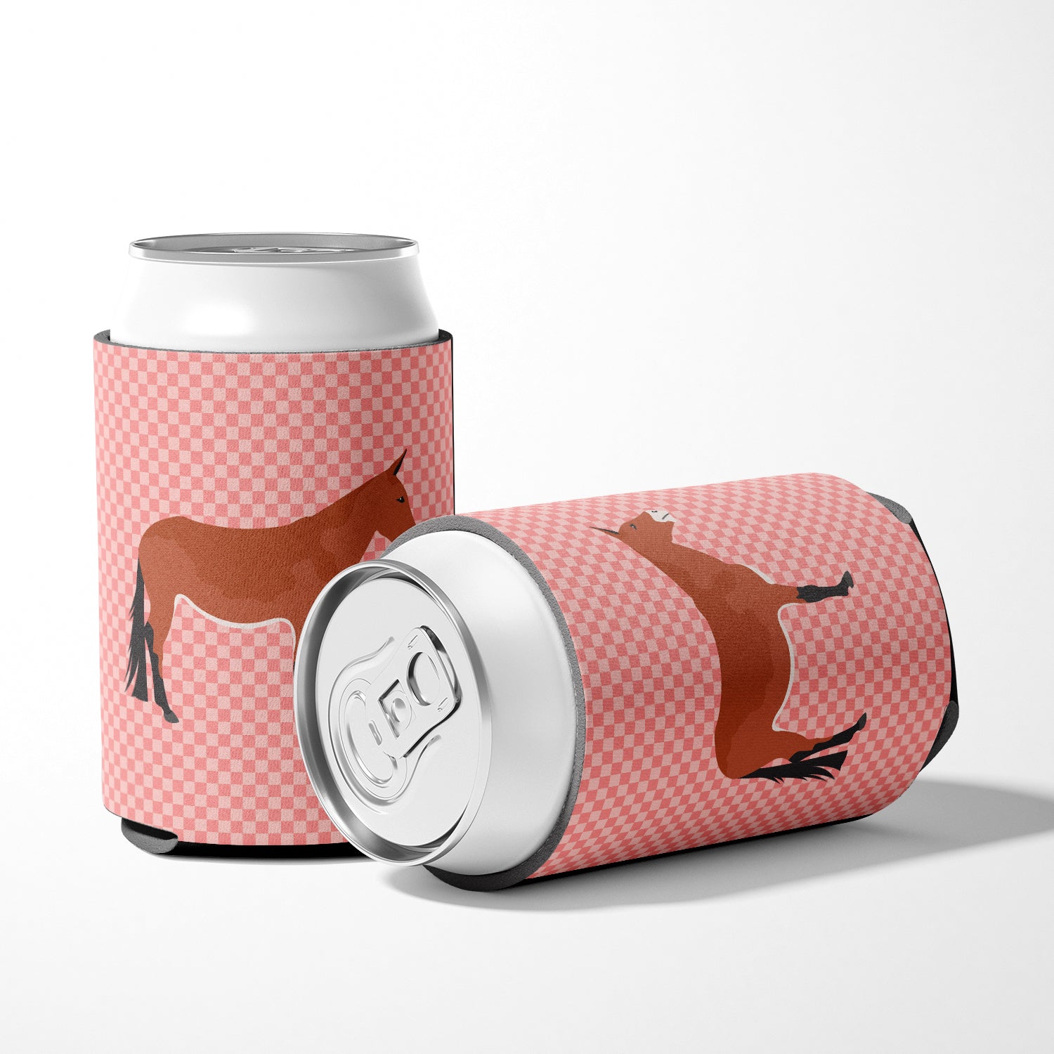Mule Pink Check Can or Bottle Hugger BB7845CC