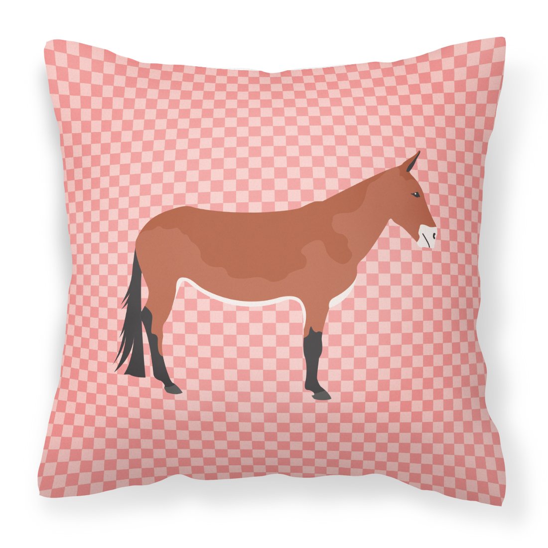 Mule Pink Check Fabric Decorative Pillow by Caroline&#39;s Treasures