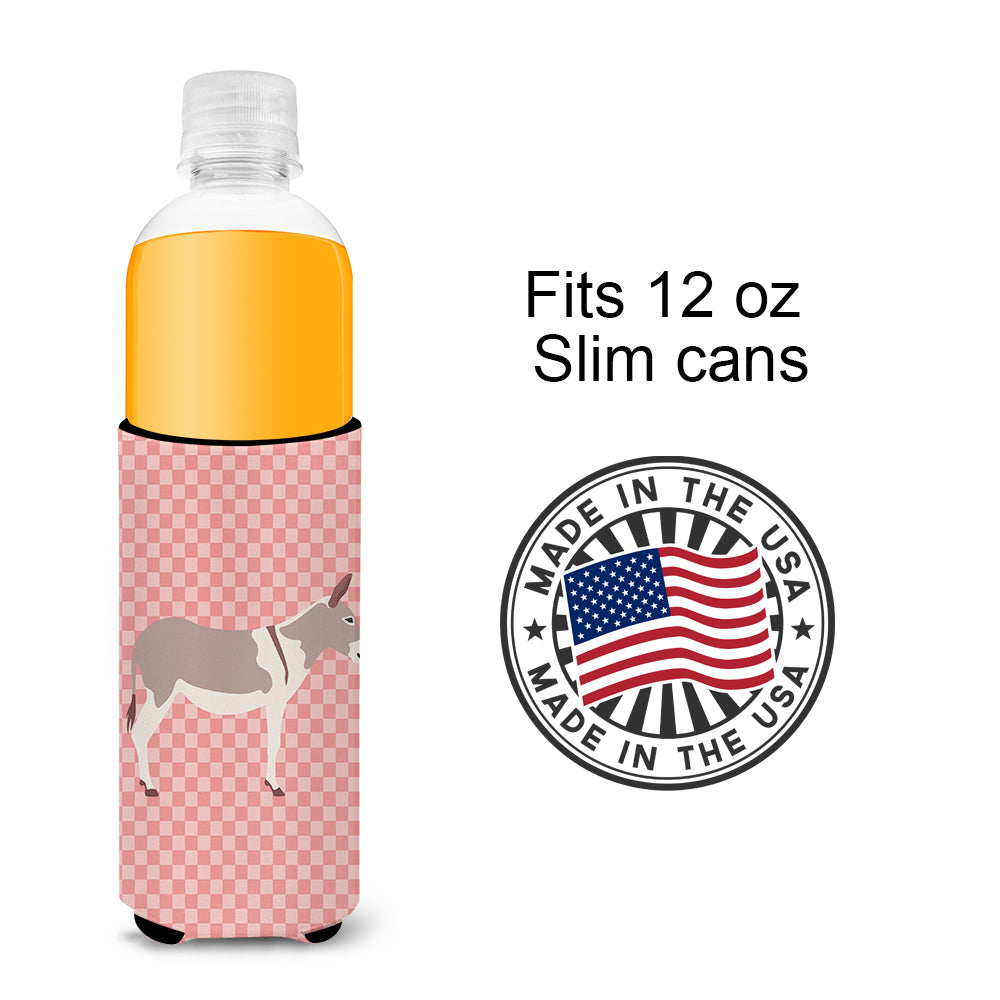 Australian Teamster Donkey Pink Check  Ultra Hugger for slim cans