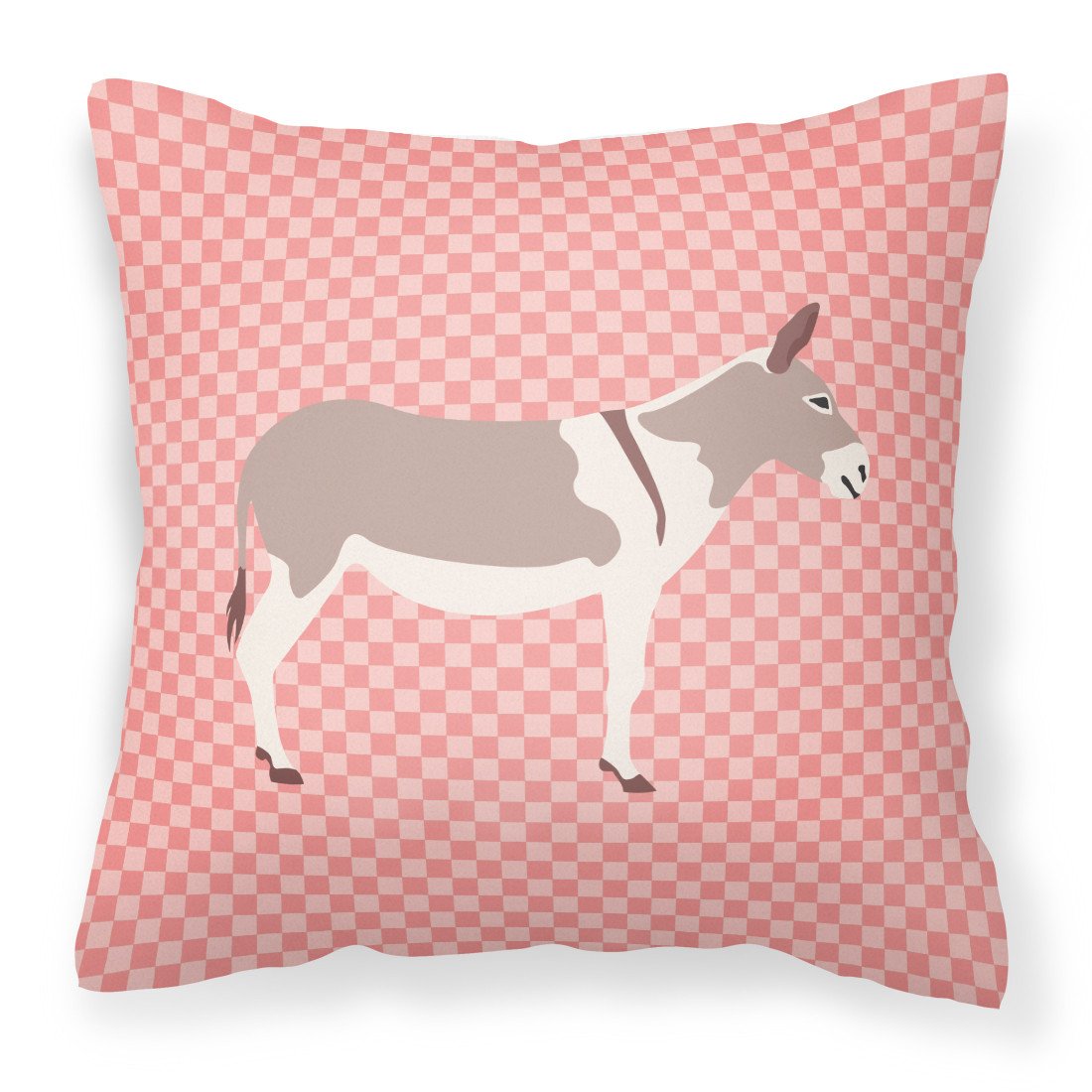 Australian Teamster Donkey Pink Check Fabric Decorative Pillow BB7846PW1818 by Caroline&#39;s Treasures