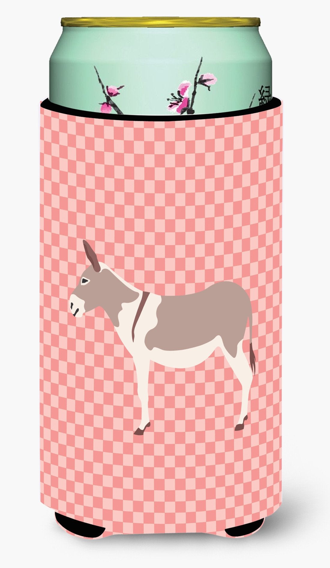 Australian Teamster Donkey Pink Check Tall Boy Beverage Insulator Hugger BB7846TBC by Caroline&#39;s Treasures