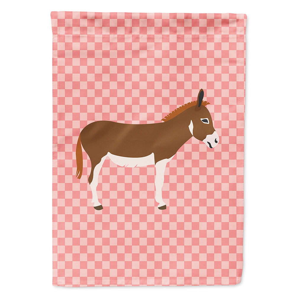 Miniature Mediterranian Donkey Pink Check Flag Canvas House Size BB7847CHF