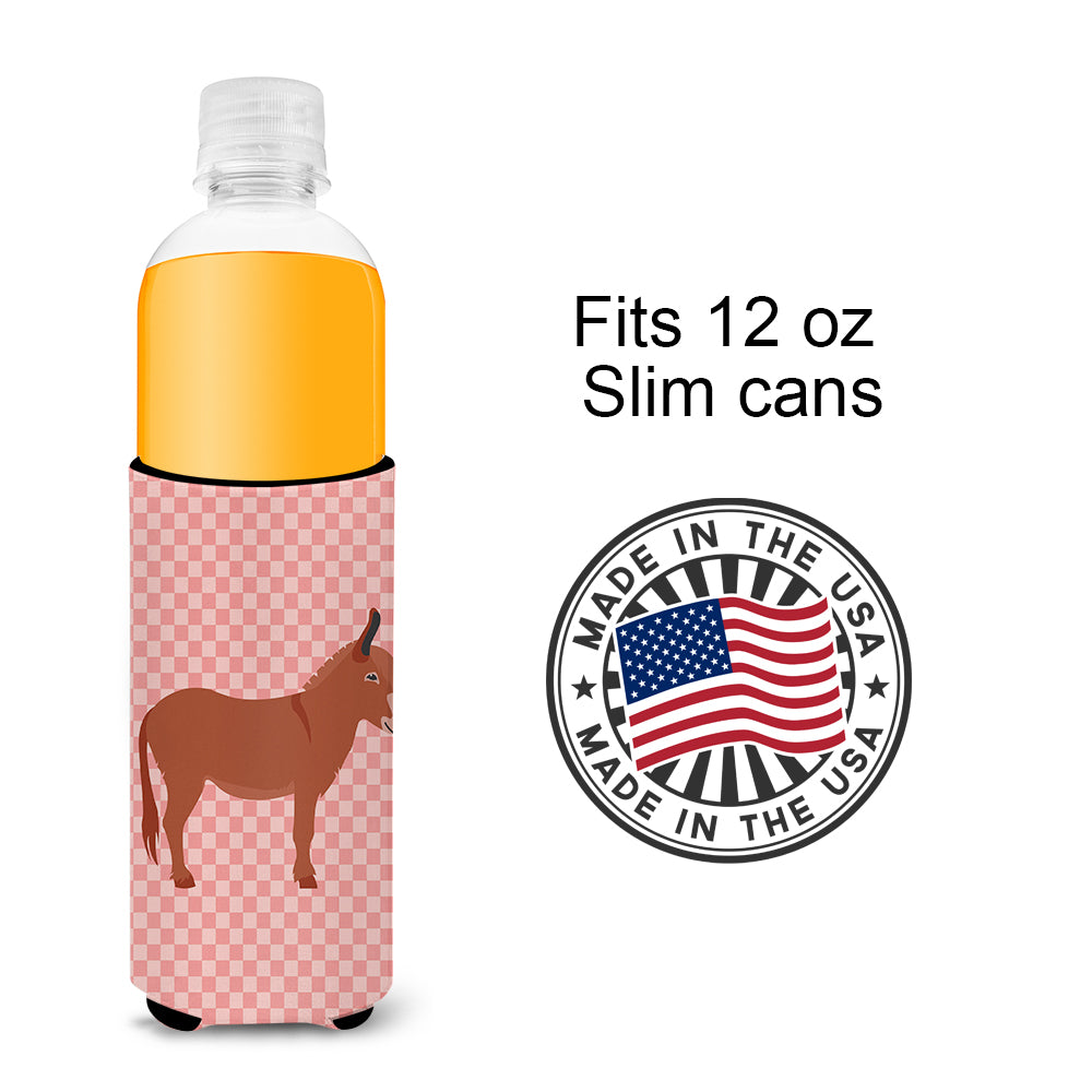 Irish Donkey Pink Check  Ultra Hugger for slim cans