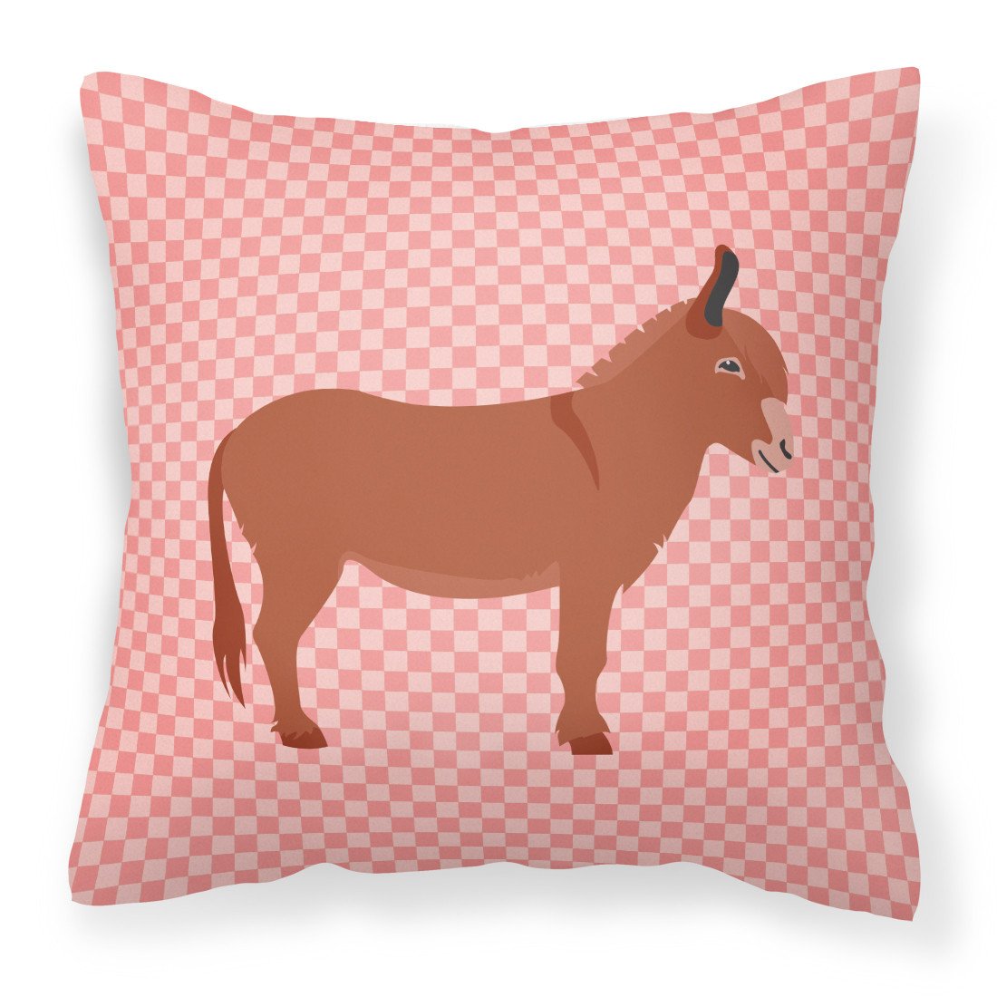 Irish Donkey Pink Check Fabric Decorative Pillow BB7848PW1818 by Caroline&#39;s Treasures