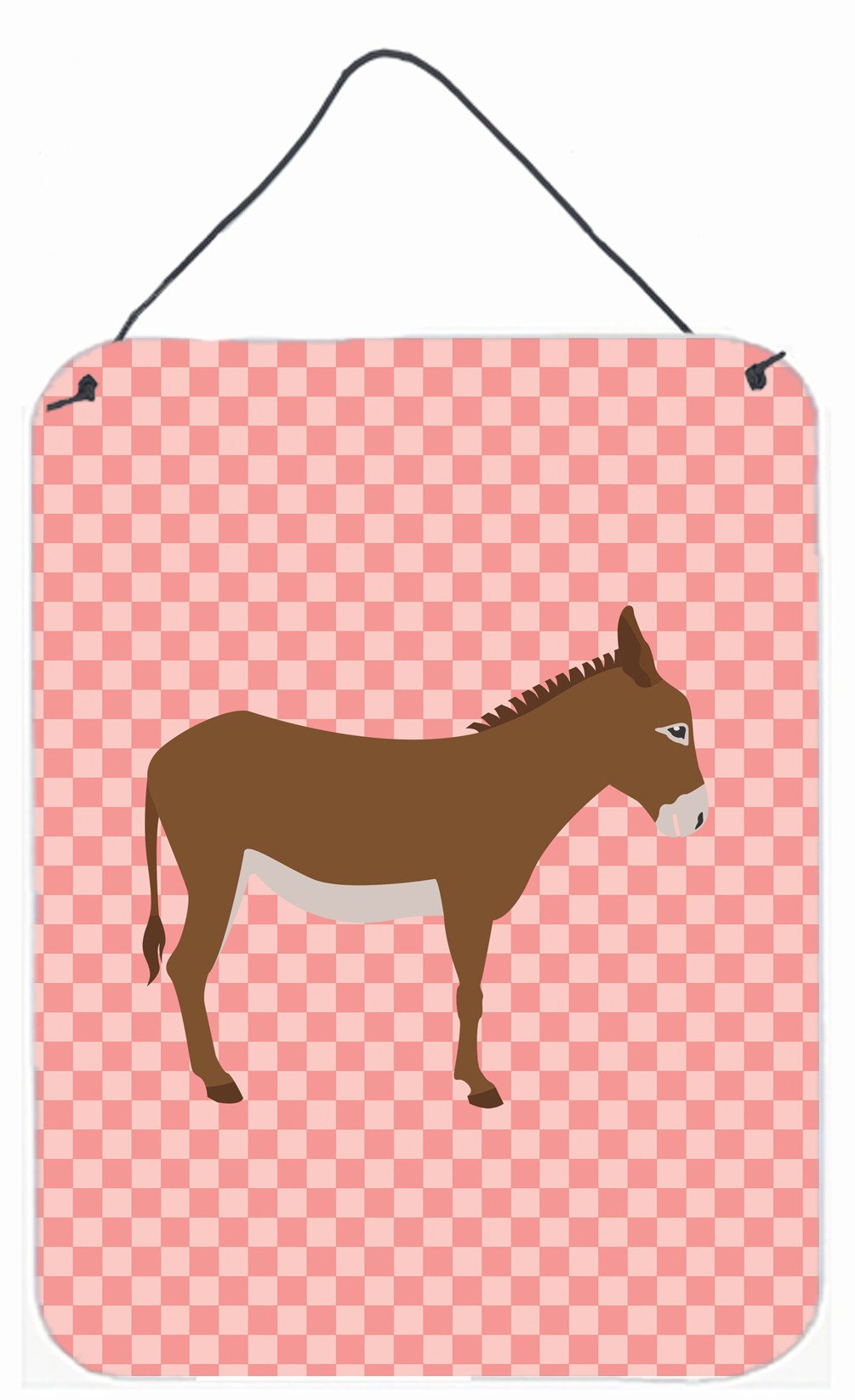 Cotentin Donkey Pink Check Wall or Door Hanging Prints BB7849DS1216 by Caroline&#39;s Treasures