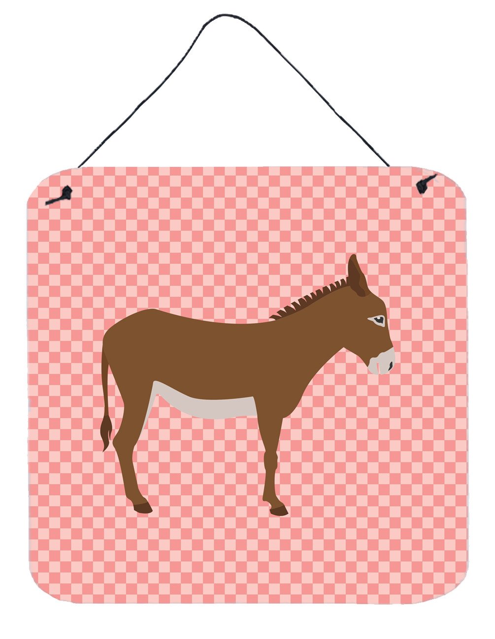 Cotentin Donkey Pink Check Wall or Door Hanging Prints BB7849DS66 by Caroline&#39;s Treasures