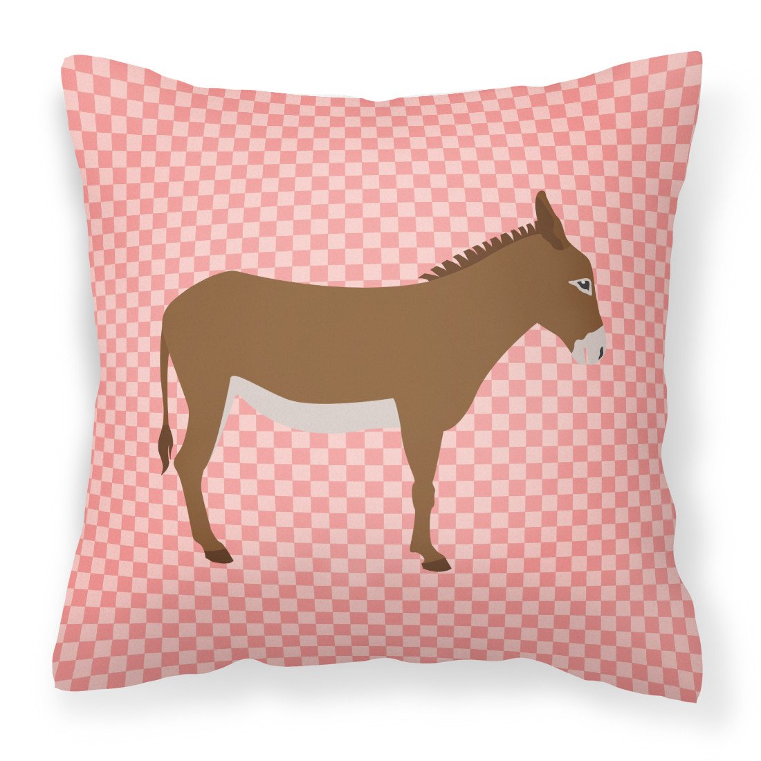 Cotentin Donkey Pink Check Fabric Decorative Pillow BB7849PW1818 by Caroline&#39;s Treasures