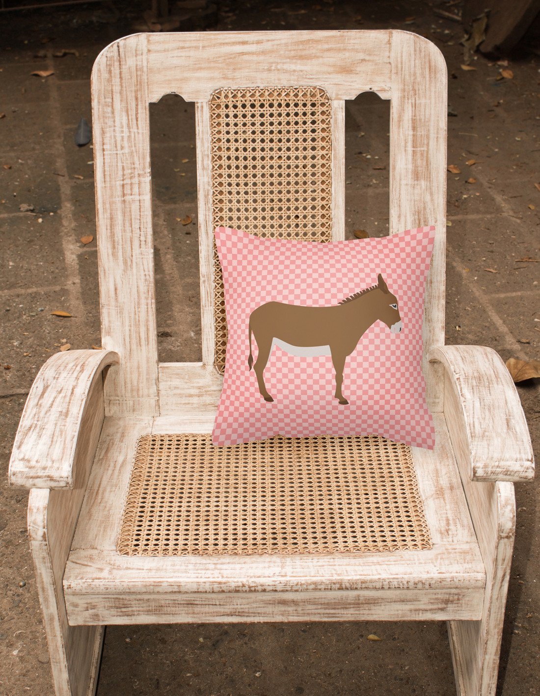 Cotentin Donkey Pink Check Fabric Decorative Pillow BB7849PW1818 by Caroline's Treasures
