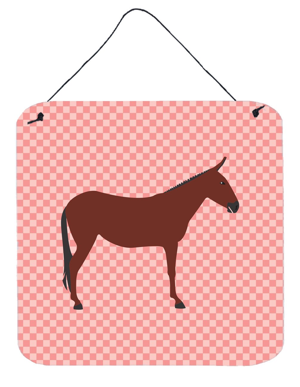 Hinny Horse Donkey Pink Check Wall or Door Hanging Prints BB7850DS66 by Caroline&#39;s Treasures
