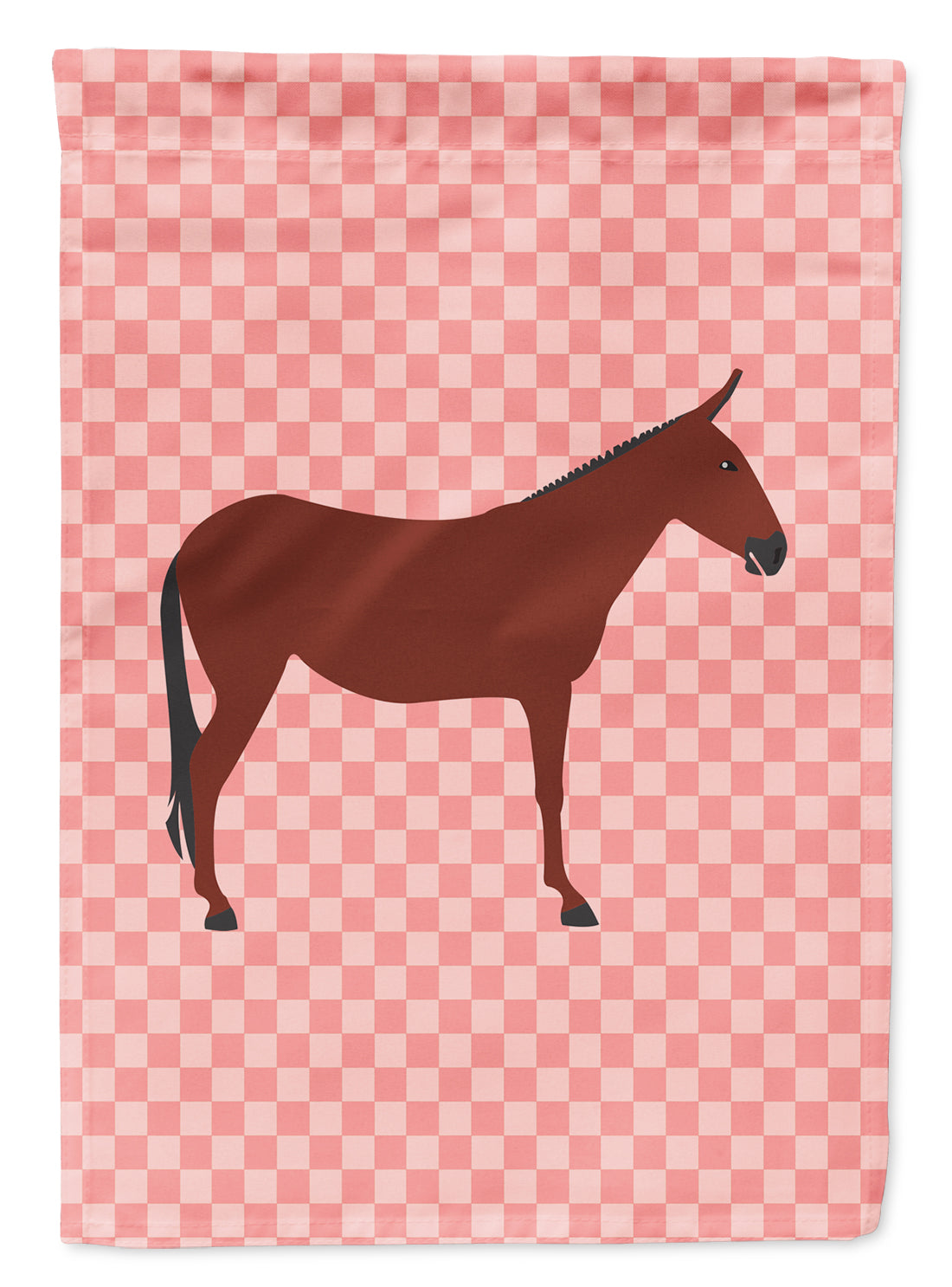 Hinny Horse Donkey Pink Check Flag Garden Size