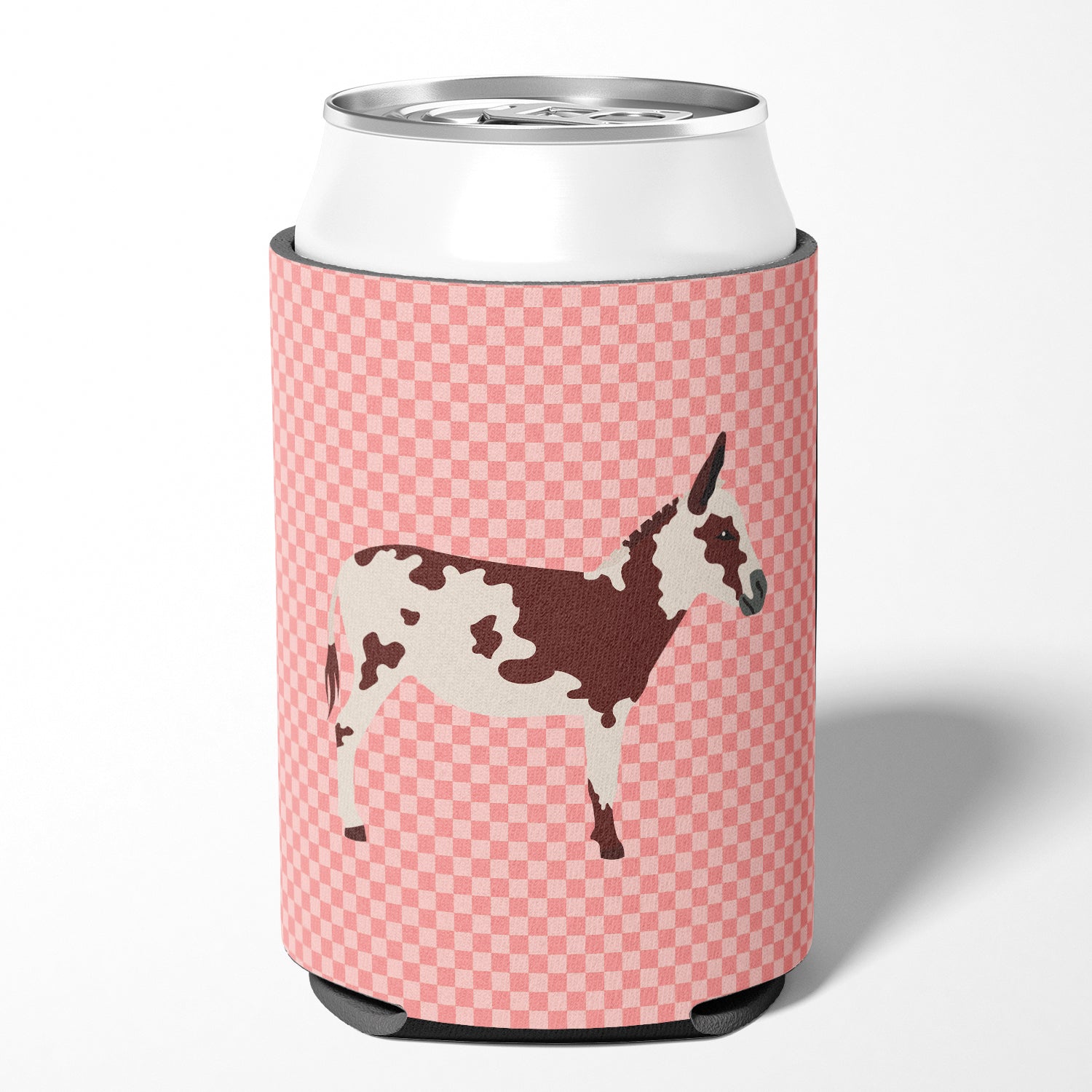 American Spotted Donkey Pink Check Can or Bottle Hugger BB7851CC