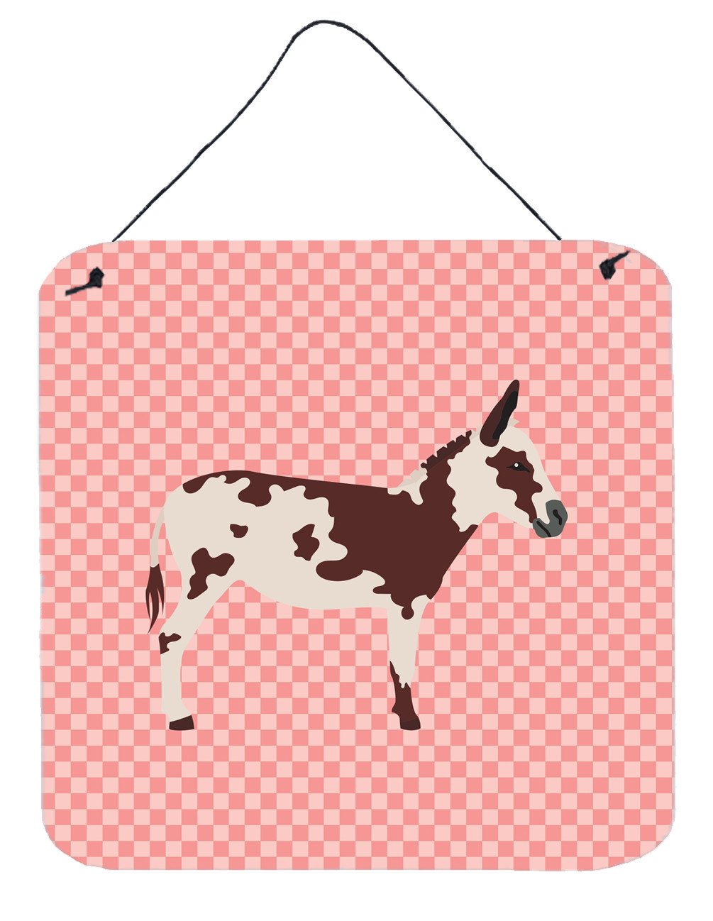 American Spotted Donkey Pink Check Wall or Door Hanging Prints BB7851DS66 by Caroline&#39;s Treasures