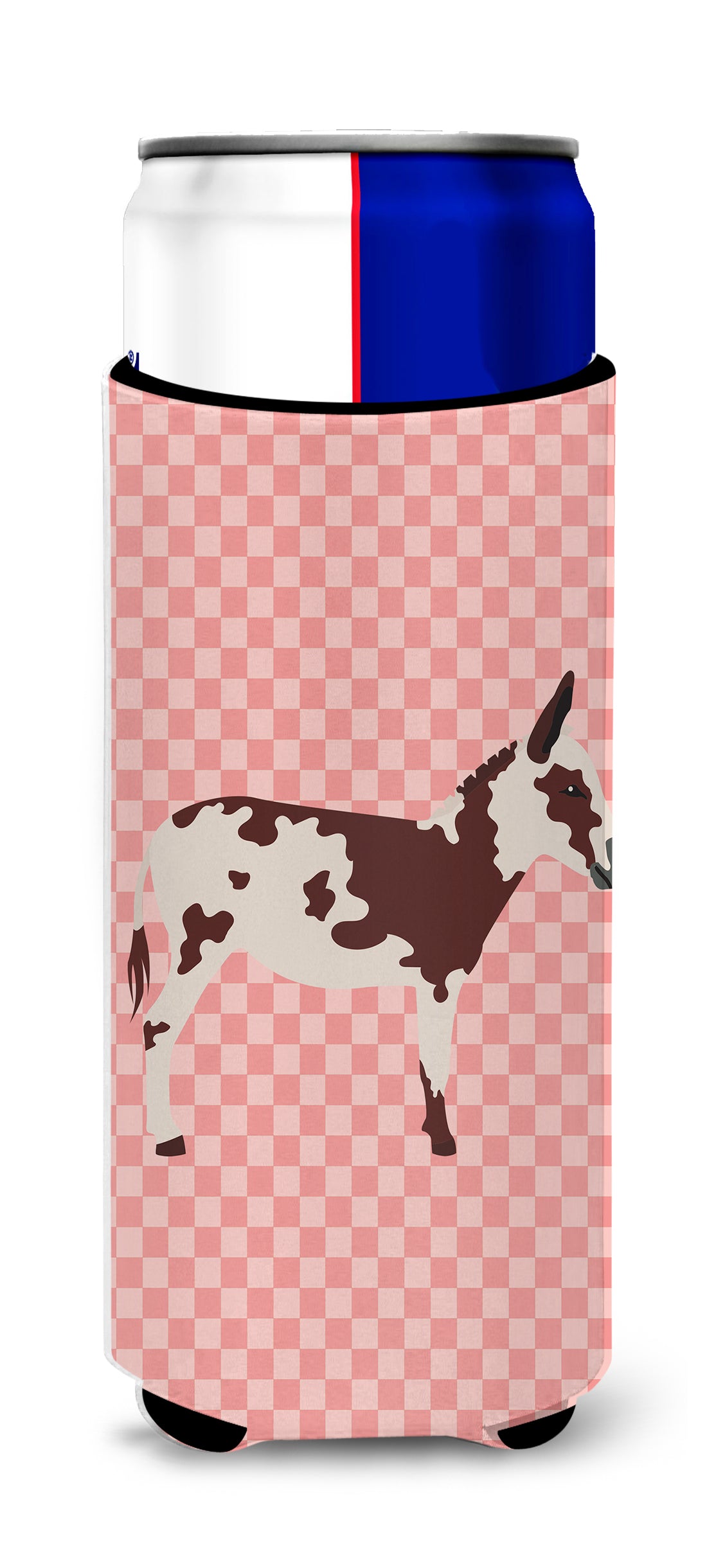American Spotted Donkey Pink Check  Ultra Hugger for slim cans