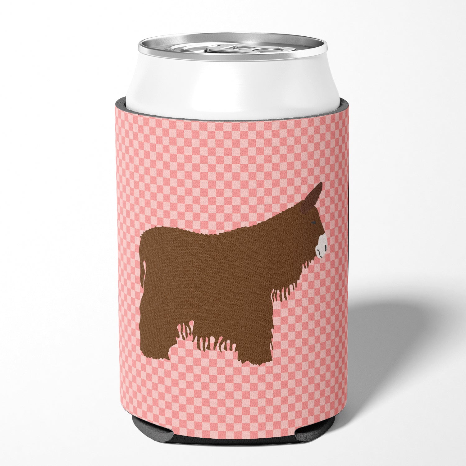 Poitou Poiteuin Donkey Pink Check Can or Bottle Hugger BB7852CC  the-store.com.
