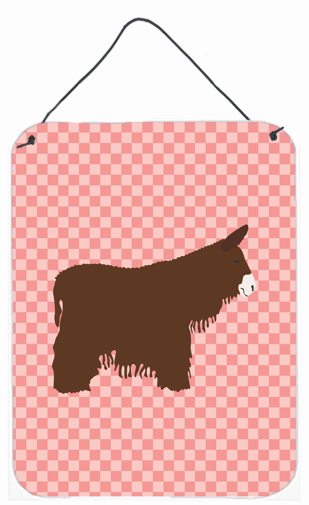 Poitou Poiteuin Donkey Pink Check Wall or Door Hanging Prints BB7852DS1216 by Caroline&#39;s Treasures