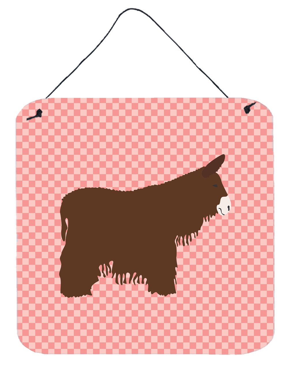 Poitou Poiteuin Donkey Pink Check Wall or Door Hanging Prints BB7852DS66 by Caroline&#39;s Treasures