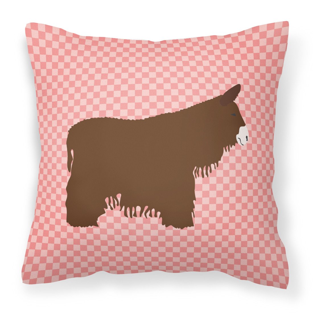 Poitou Poiteuin Donkey Pink Check Fabric Decorative Pillow BB7852PW1818 by Caroline&#39;s Treasures