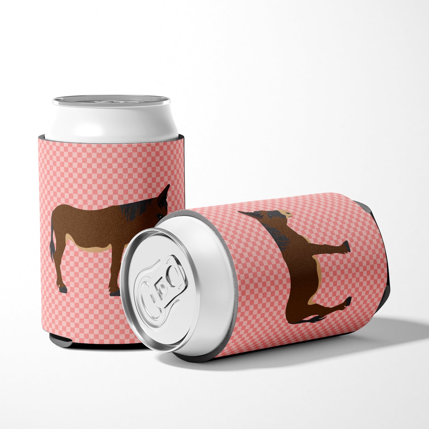 Zamorano-Leones Donkey Pink Check Can or Bottle Hugger BB7853CC