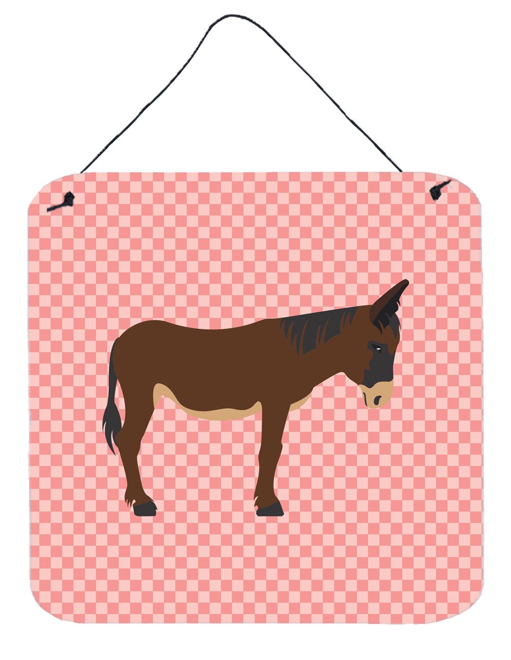 Zamorano-Leones Donkey Pink Check Wall or Door Hanging Prints BB7853DS66 by Caroline's Treasures