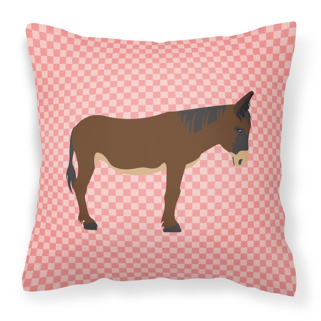 Zamorano-Leones Donkey Pink Check Fabric Decorative Pillow BB7853PW1818 by Caroline&#39;s Treasures