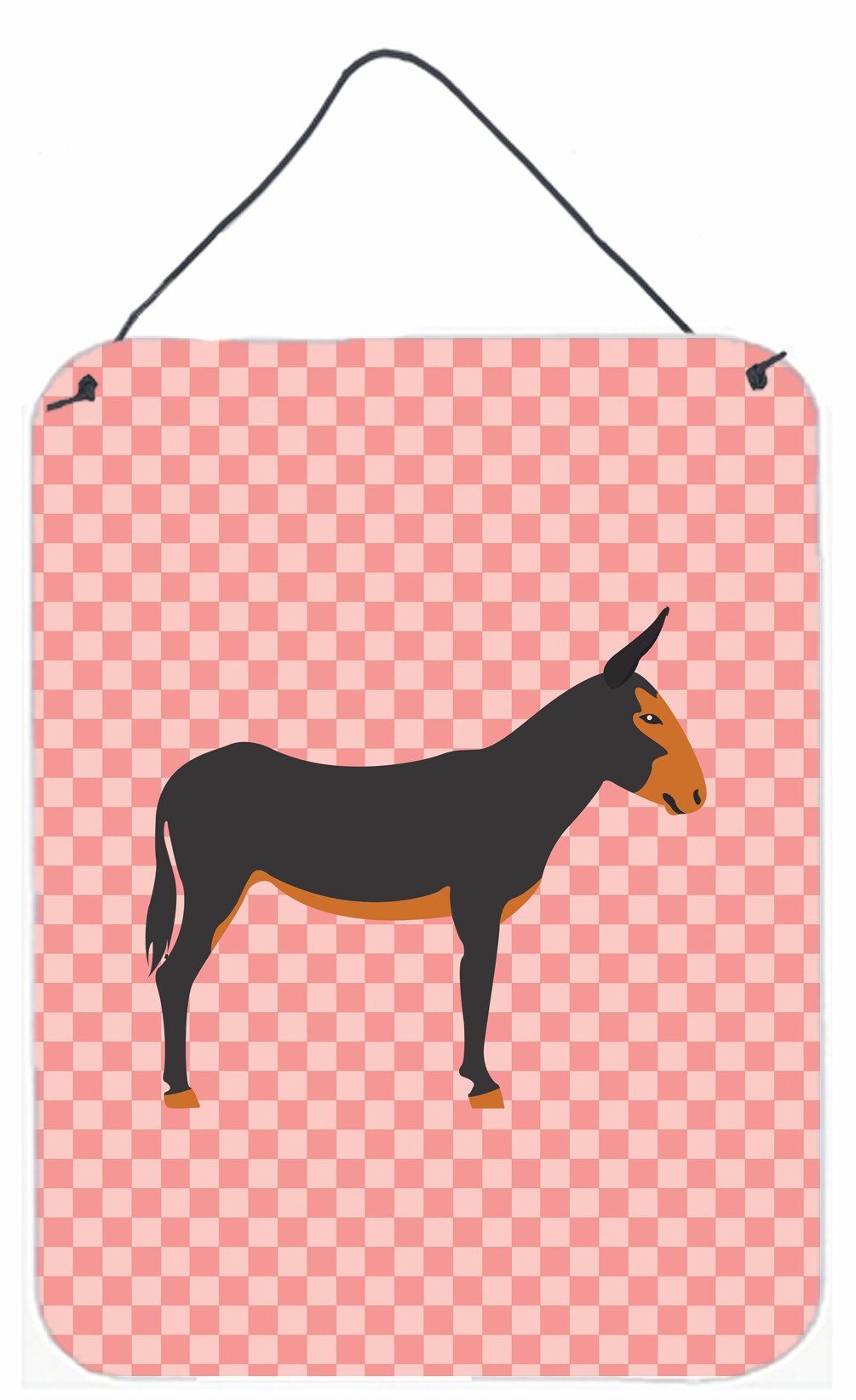 Catalan Donkey Pink Check Wall or Door Hanging Prints BB7855DS1216 by Caroline&#39;s Treasures