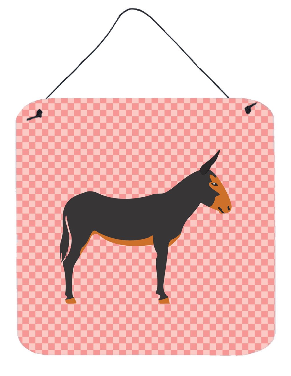 Catalan Donkey Pink Check Wall or Door Hanging Prints BB7855DS66 by Caroline&#39;s Treasures