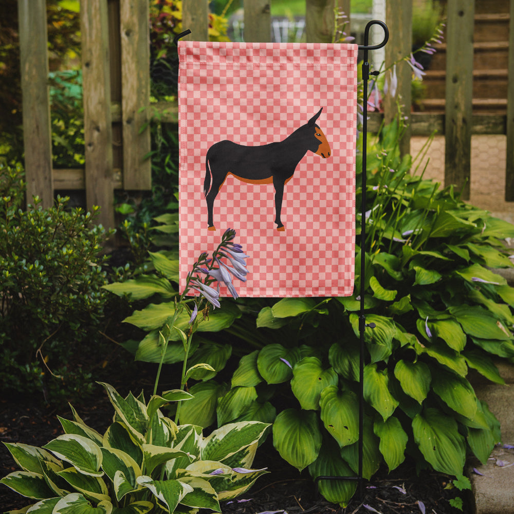 Caroline's Treasures Catalan Donkey Pink Check Garden Flag - Outdoor Decorative Yard Flag