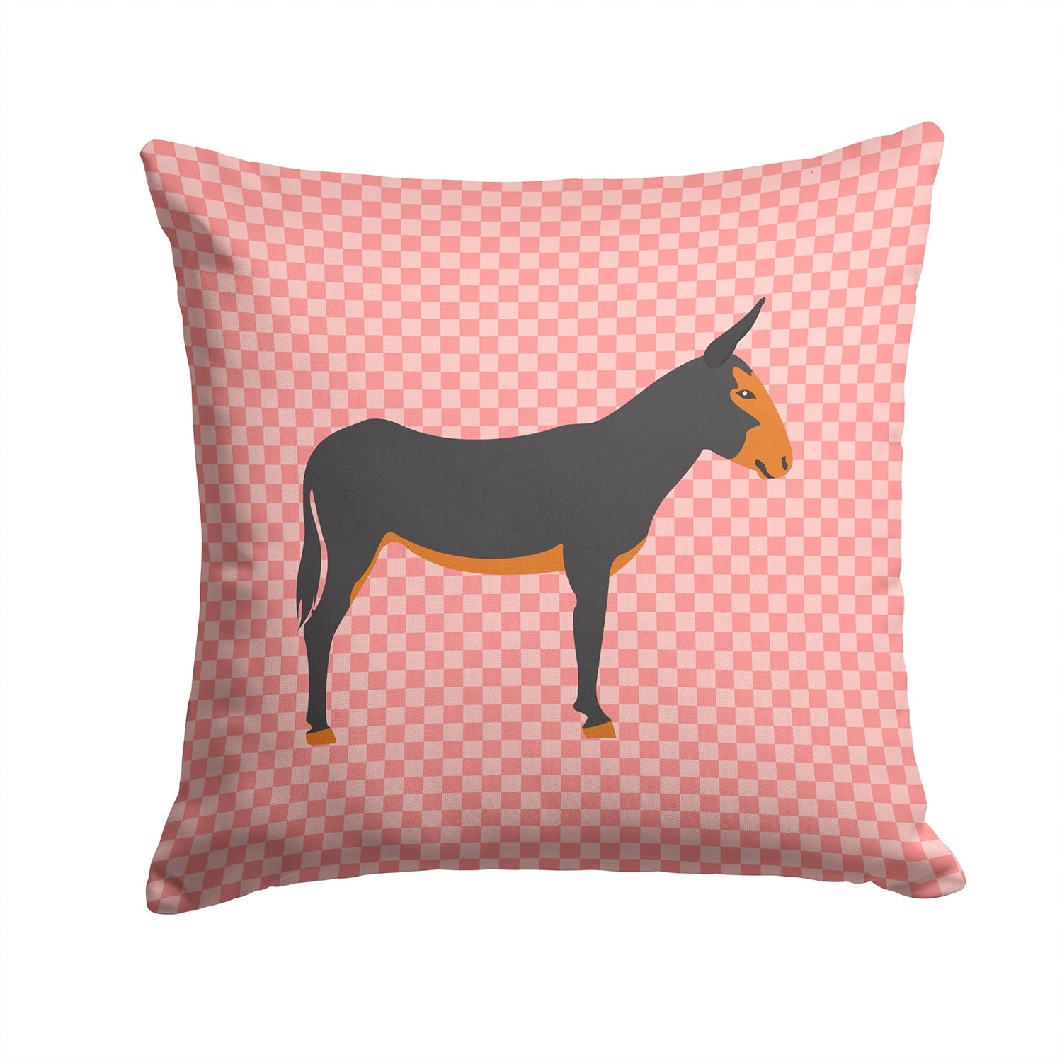 Catalan Donkey Pink Check Fabric Decorative Pillow BB7855PW1414 - the-store.com
