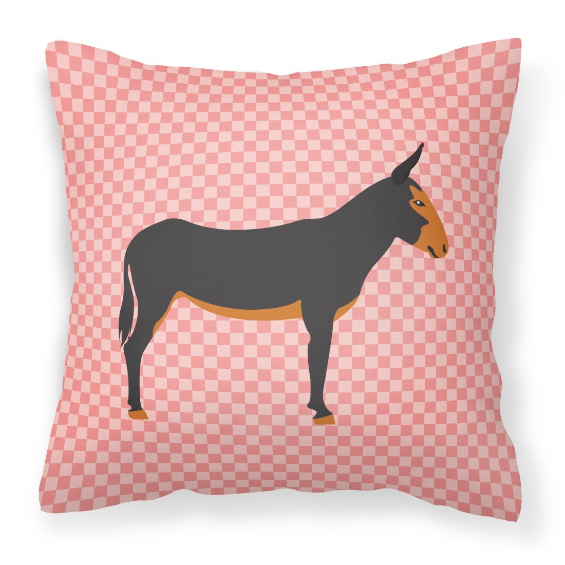 Catalan Donkey Pink Check Fabric Decorative Pillow BB7855PW1818 by Caroline&#39;s Treasures