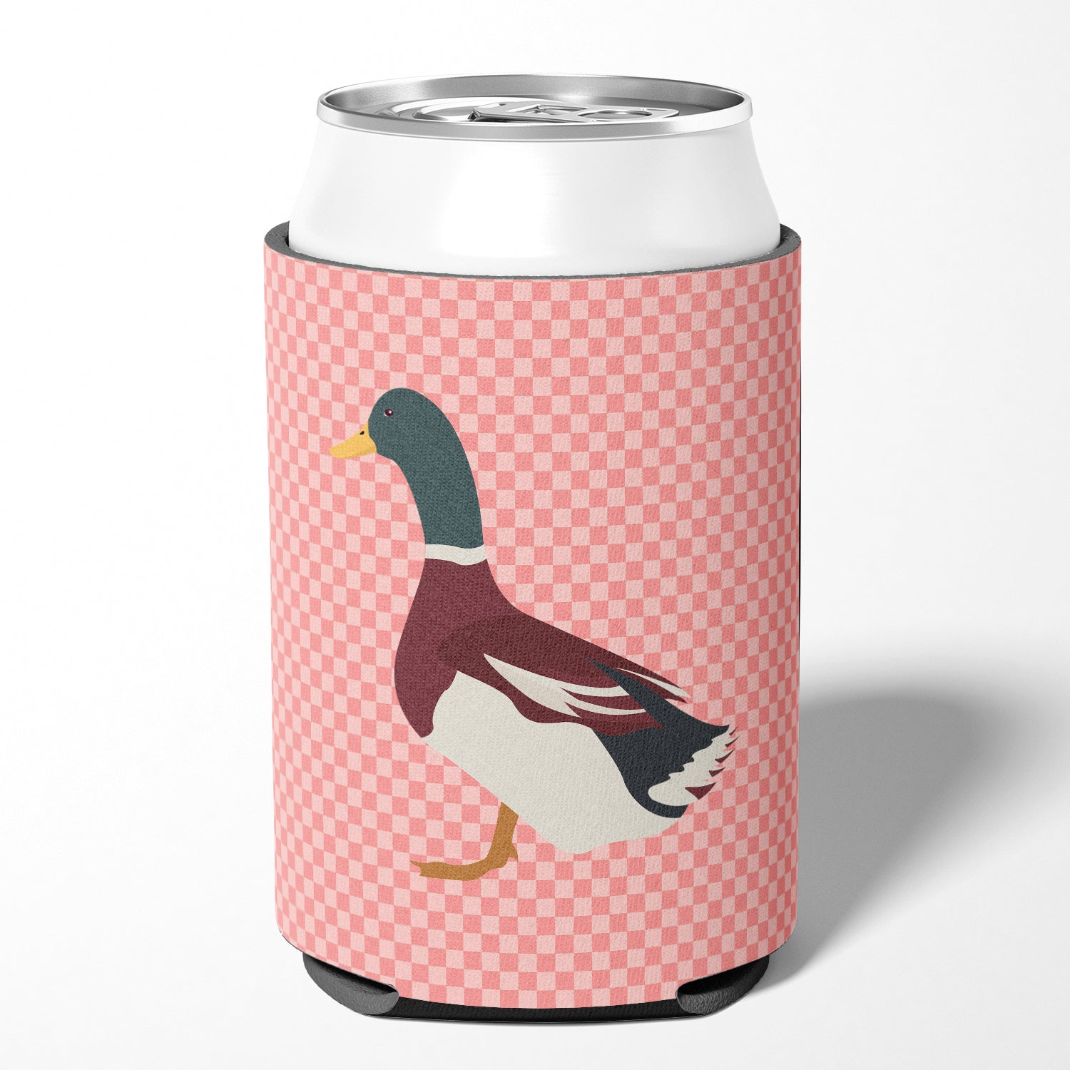 Rouen Duck Pink Check Can or Bottle Hugger BB7856CC