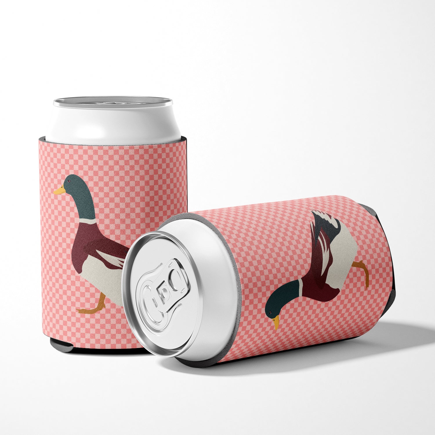 Rouen Duck Pink Check Can or Bottle Hugger BB7856CC