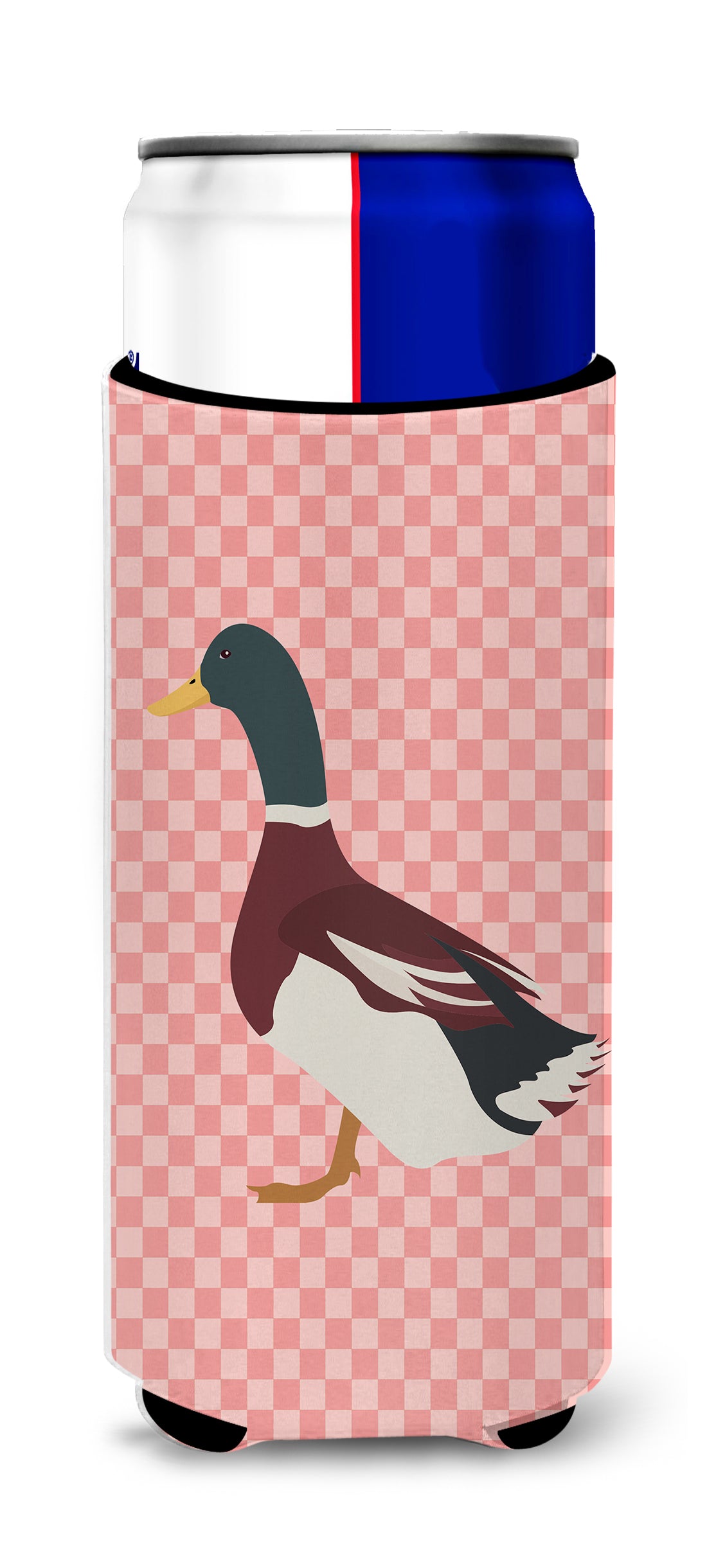 Rouen Duck Pink Check  Ultra Hugger for slim cans  the-store.com.