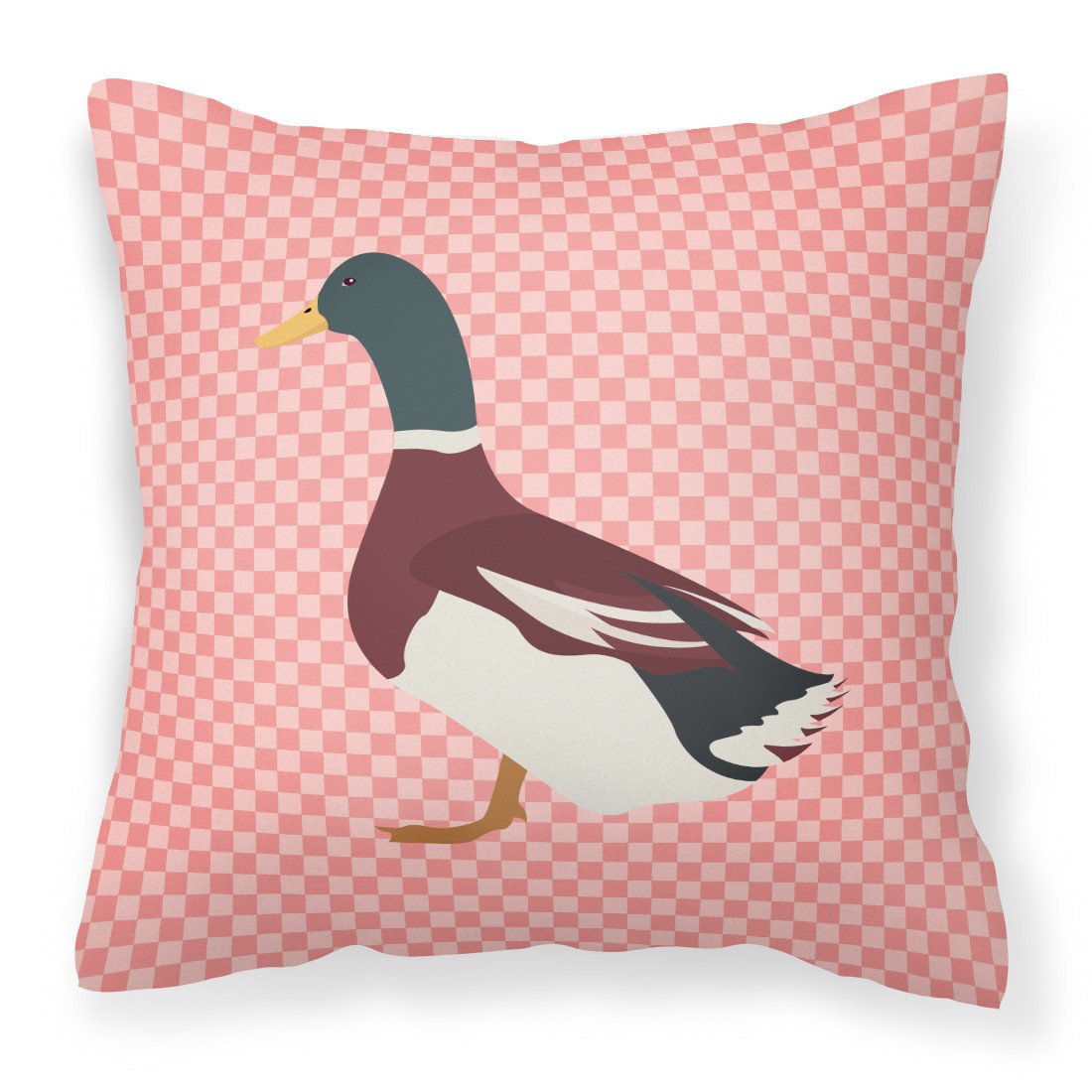Rouen Duck Pink Check Fabric Decorative Pillow BB7856PW1818 by Caroline&#39;s Treasures