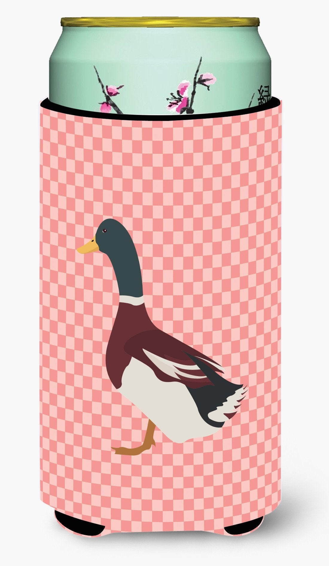 Rouen Duck Pink Check Tall Boy Beverage Insulator Hugger BB7856TBC by Caroline&#39;s Treasures