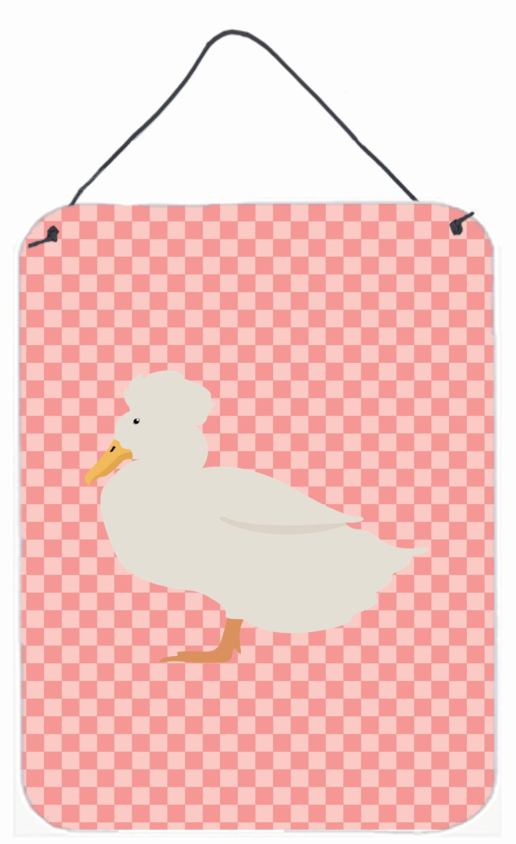 Crested Duck Pink Check Wall or Door Hanging Prints BB7857DS1216 by Caroline's Treasures