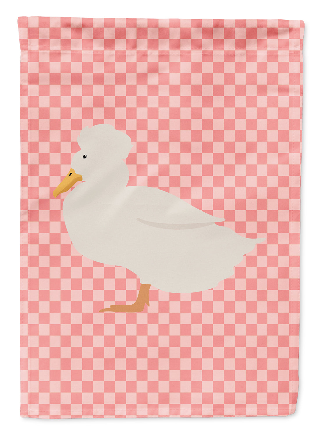 Crested Duck Pink Check Flag Garden Size