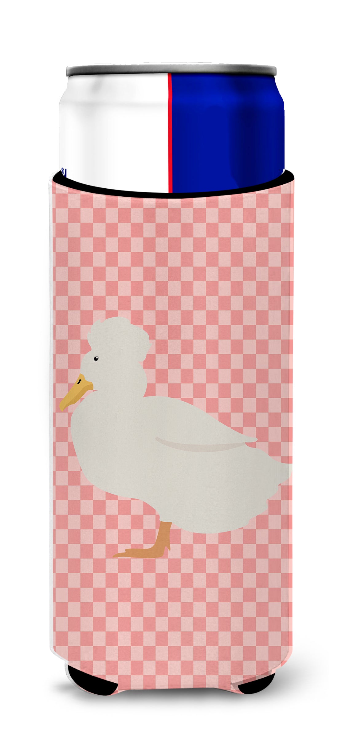 Crested Duck Pink Check  Ultra Hugger for slim cans  the-store.com.