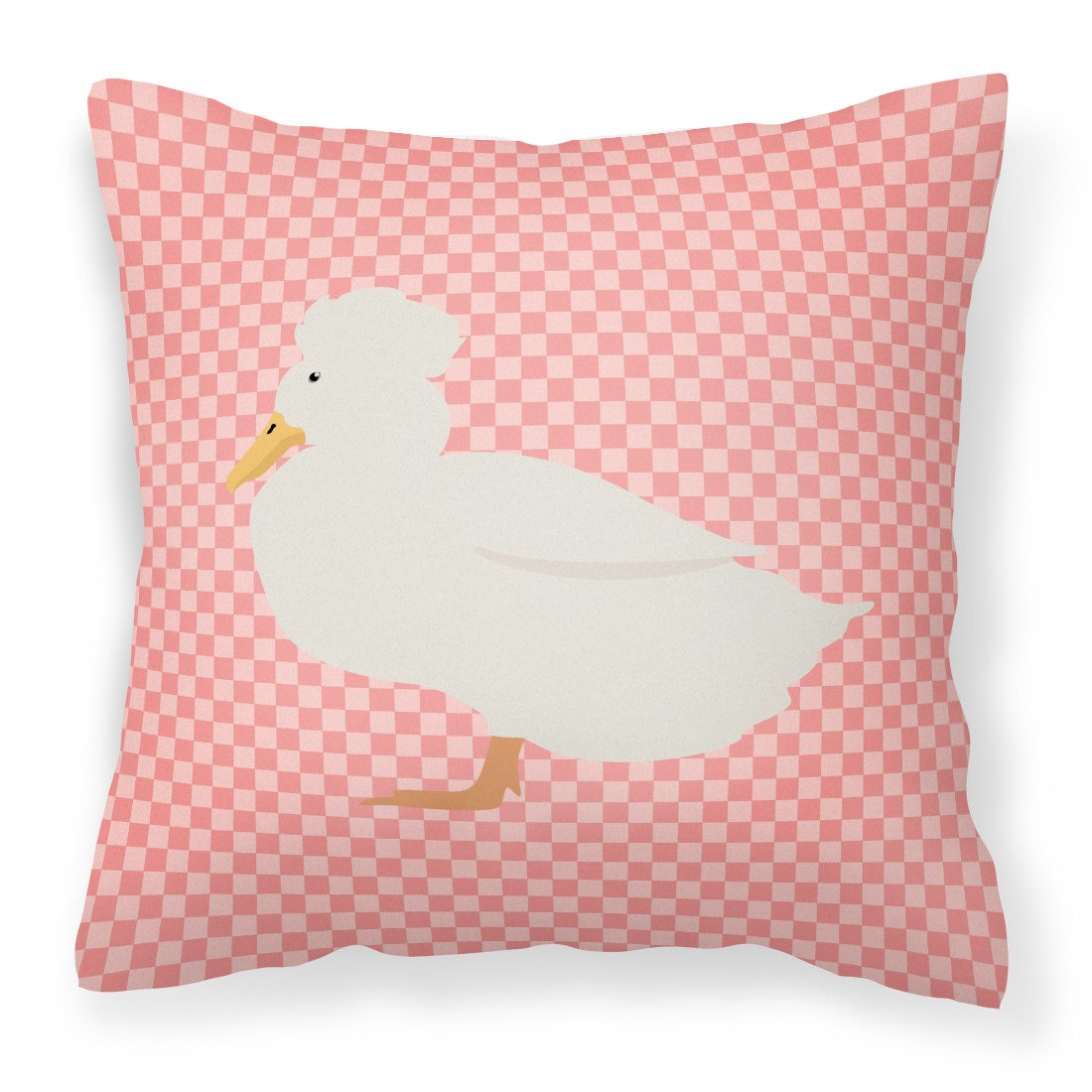Crested Duck Pink Check Fabric Decorative Pillow BB7857PW1818 by Caroline&#39;s Treasures