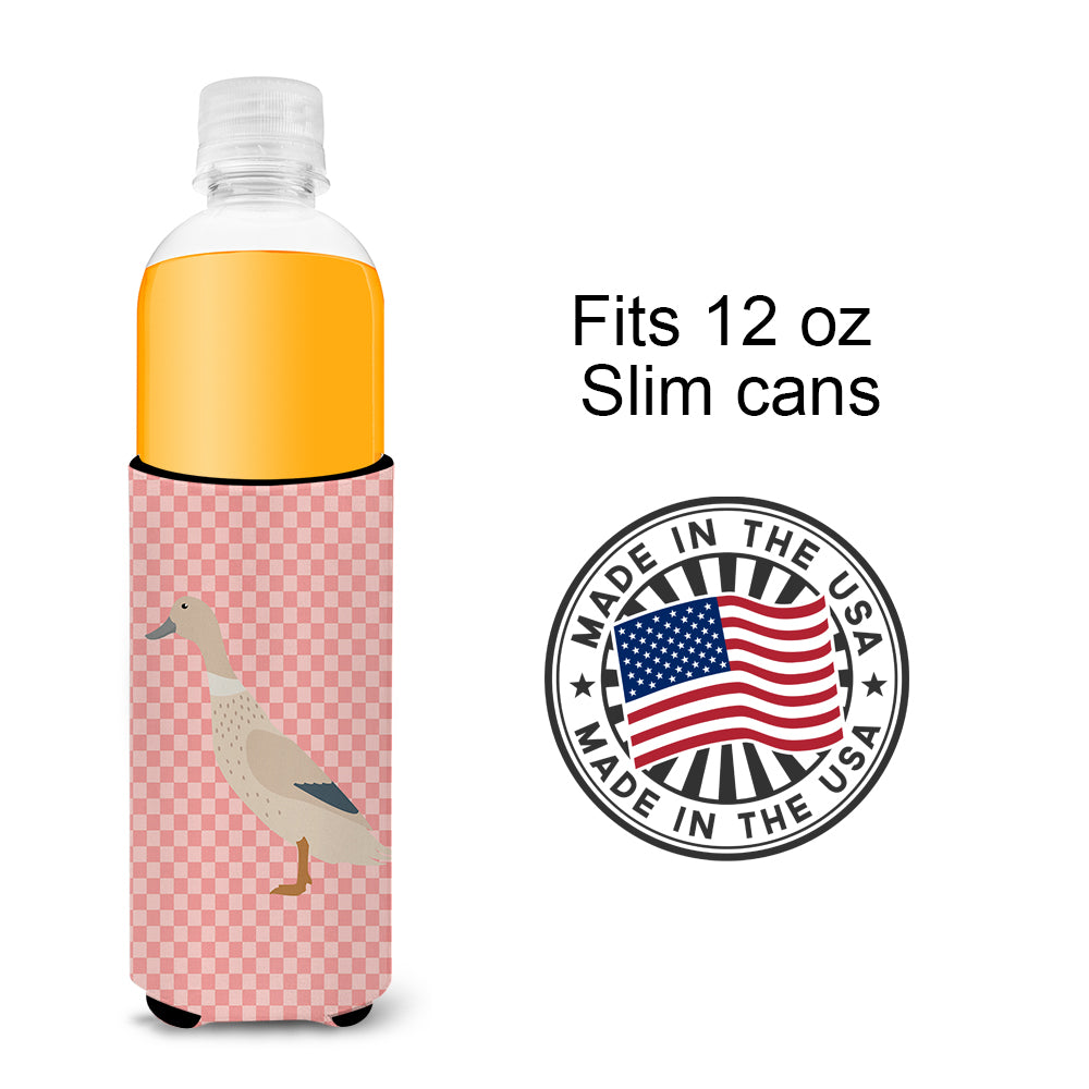 West Harlequin Duck Pink Check  Ultra Hugger for slim cans