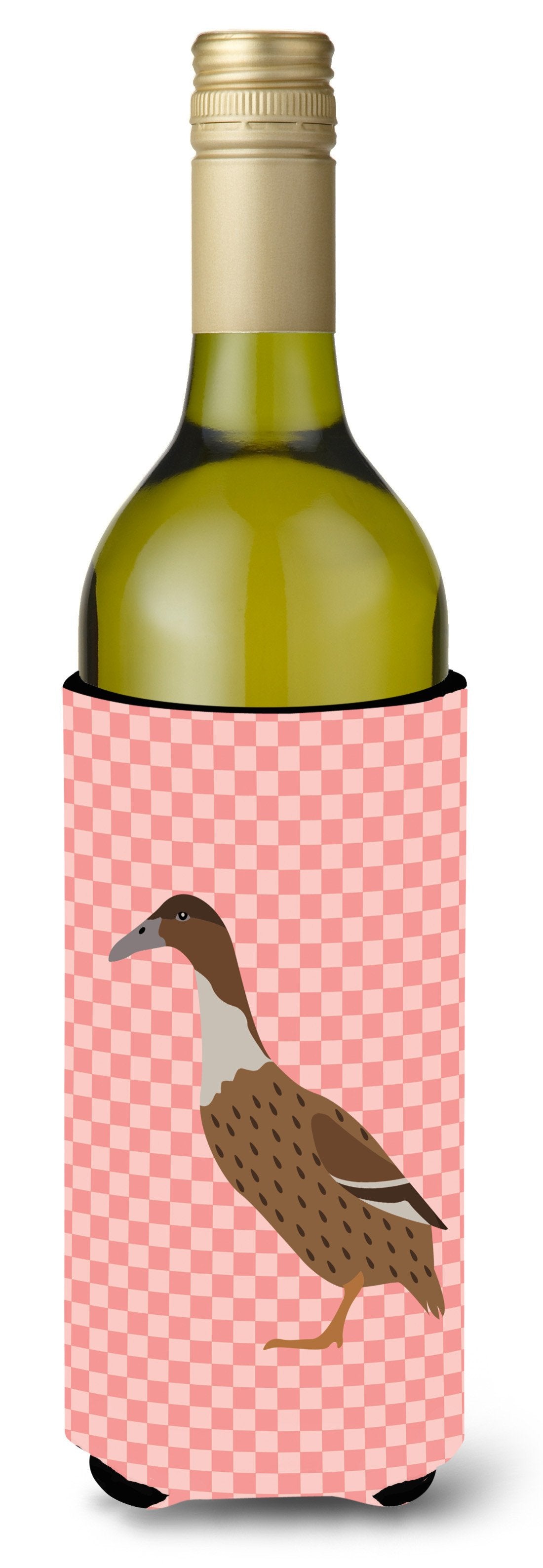 Dutch Hook Bill Duck Pink Check Wine Bottle Beverge Insulator Hugger BB7861LITERK by Caroline&#39;s Treasures