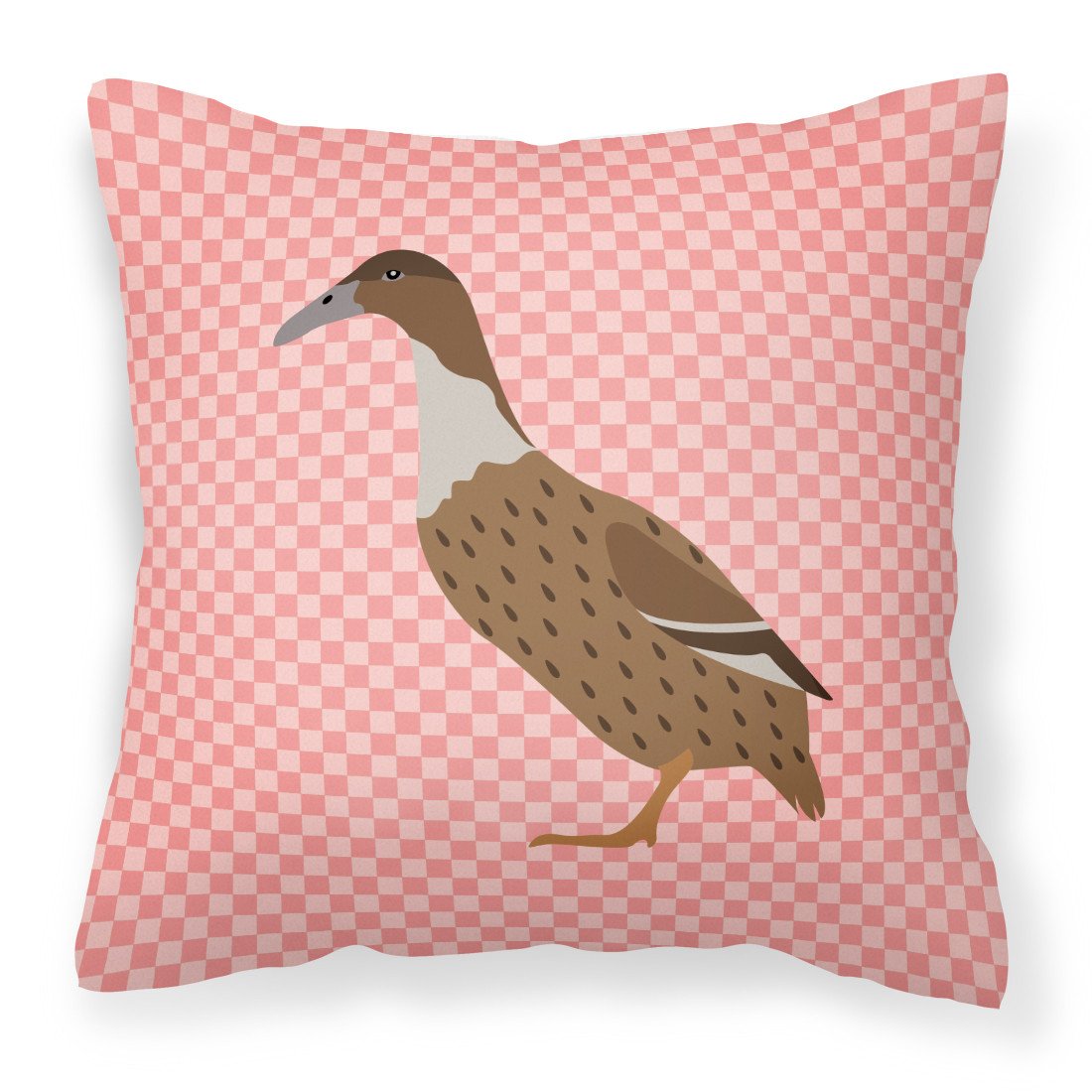 Dutch Hook Bill Duck Pink Check Fabric Decorative Pillow BB7861PW1818 by Caroline&#39;s Treasures